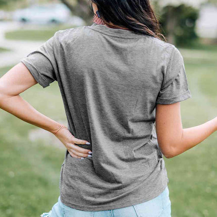 US Flag Graphic Cuffed Sleeve Tee