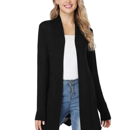 Cárdigan largo calado de punto para mujer 