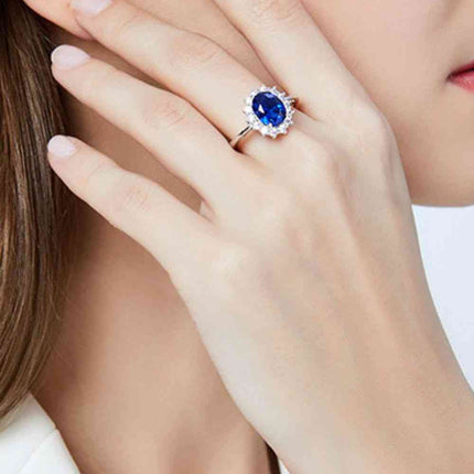 Synthetic Sapphire 925 Sterling Silver Ring