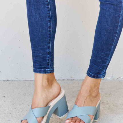 Weeboo Cherish The Moments Contrast Platform Sandals in Misty Blue - Vickie Lynn's