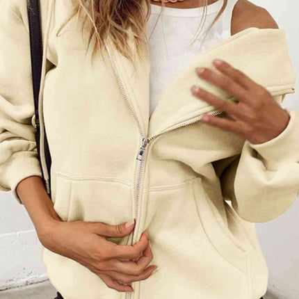 Zip-Up Drawstring Hoodie