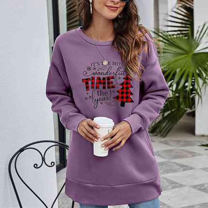 Christmas Tree Graphic Drop Shoulder Sweatshirt