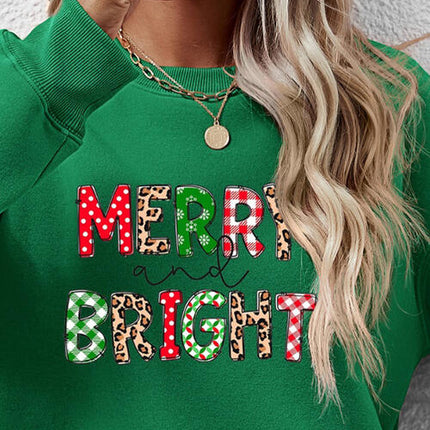 MERRY AND BRIGHT Round Neck Sweatshirt