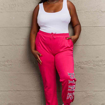 Simply Love Full Size PINK Graphic Sweatpants