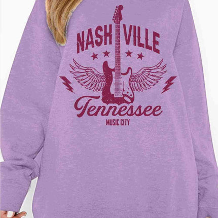 Simply Love Simply Love Full Size NASHVILLE TENNESSEE MUSIC CITY Graphic Sweatshirt