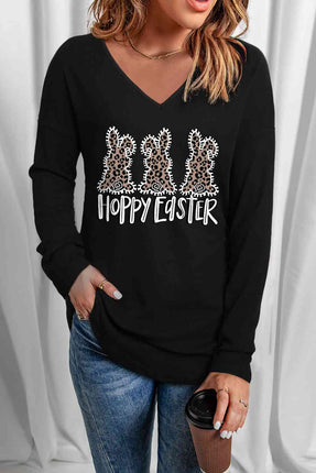 HOPPY EASTER Graphic V-Neck Top