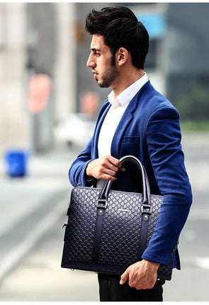 Mens Business Solid Color Pu Leather Briefcase