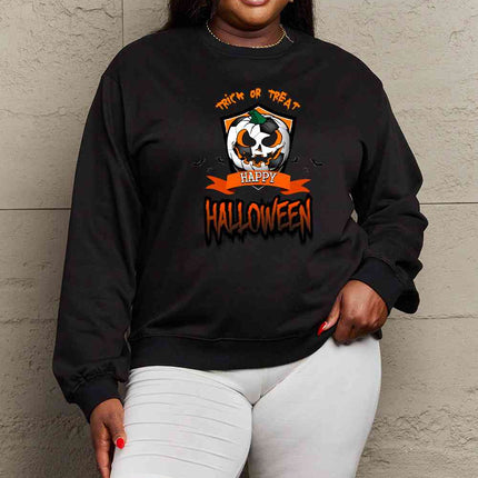 Simply Love Full Size TRICK OR TREAT HAPPY HALLOWEEN Graphic Sweatshirt