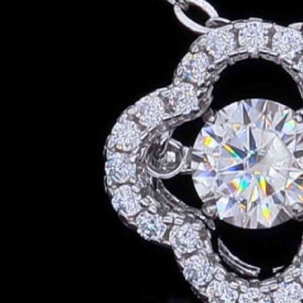 925 Sterling Silver Moissanite Flower Pendant Necklace