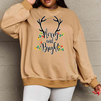 Simply Love Full Size MERRY AND BRIGHT Graphic Sweatshirt