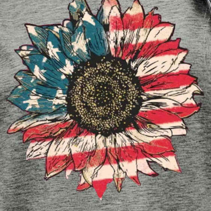 US Flag Flower Graphic Tee