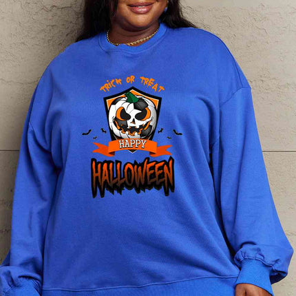 Simply Love Full Size TRICK OR TREAT HAPPY HALLOWEEN Graphic Sweatshirt