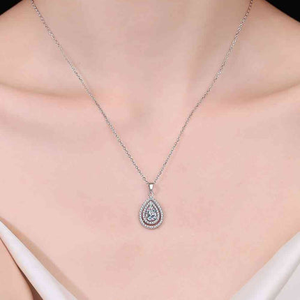 1 Carat Moissanite Teardrop Pendant Necklace