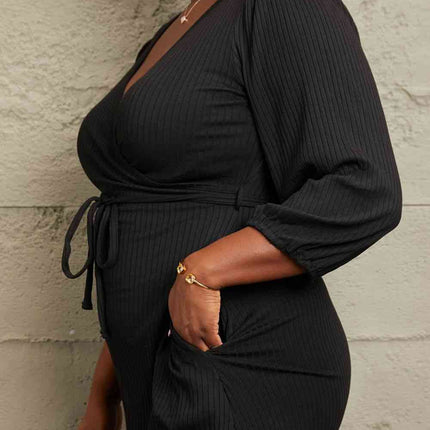 Culture Code Full Size Surplice Flare Ruching Dress