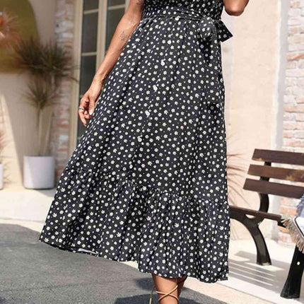 Floral Tie-Waist Ruffle Hem Dress