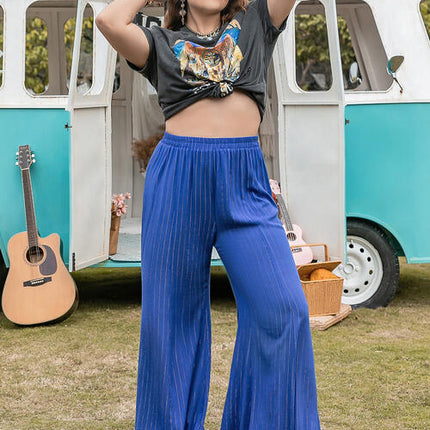 Plus Size Striped Wide-Leg Pants