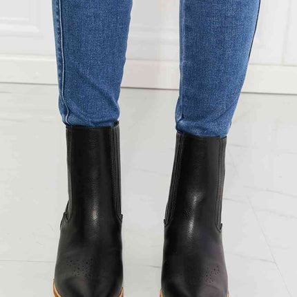 MMShoes Love the Journey Stacked Heel Chelsea Boot in Black