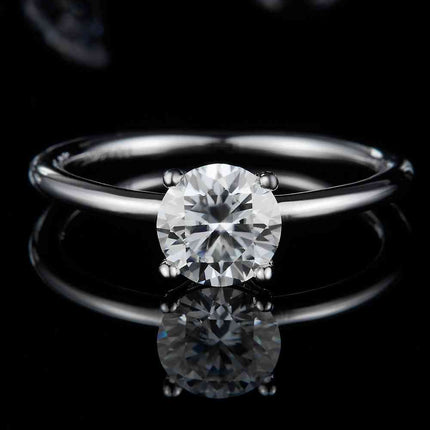 1 Carat Moissanite 925 Sterling Silver Solitaire Ring