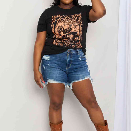 mineB Full Size Graphic Round Neck Tee