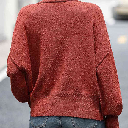 Button-Up Dropped Shoulder Cardigan