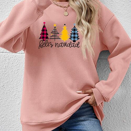 Round Neck Graphic Long Sleeve Sweatshirt