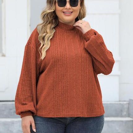 Plus Size Mock Neck Long Sleeve Knit Top