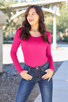 Basic Bae Full Size Round Neck Long Sleeve Bodysuit - Vickie Lynn's