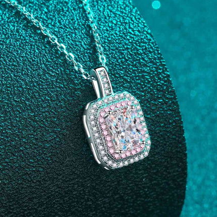 1 Carat Moissanite Geometric Pendant Chain Necklace