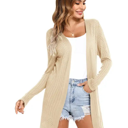 Cárdigan de manga larga de punto abierto para mujer 
