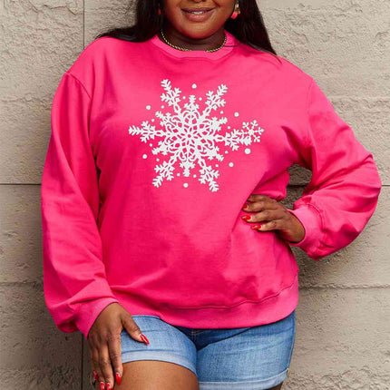 Simply Love Full Size Snowflake Graphic Sweatshirt