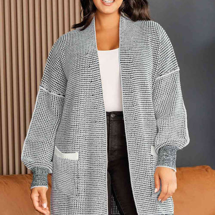 Plus Size Open Front Longline Cardigan