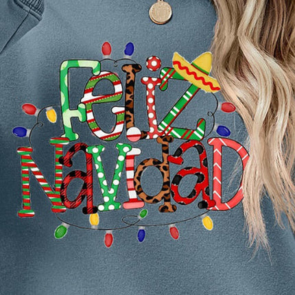 FELIZ NAVIDAD Round Neck Drop Shoulder Sweatshirt