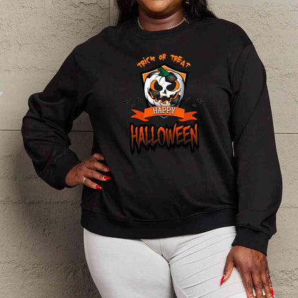 Simply Love Full Size TRICK OR TREAT HAPPY HALLOWEEN Graphic Sweatshirt