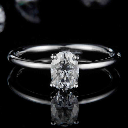 1 Carat Moissanite 925 Sterling Silver Solitaire Ring