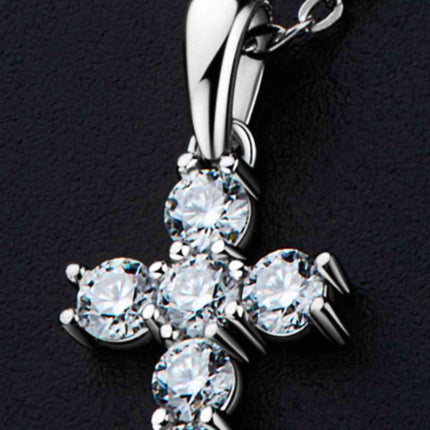 925 Sterling Silver Cross Moissanite Pendant Necklace