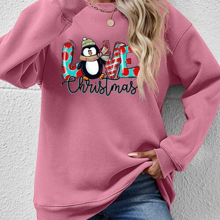 LIVE CHRISTMAS Drop Shoulder Round Neck Sweatshirt
