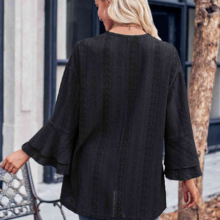 Eyelet Bell Sleeve Cardigan