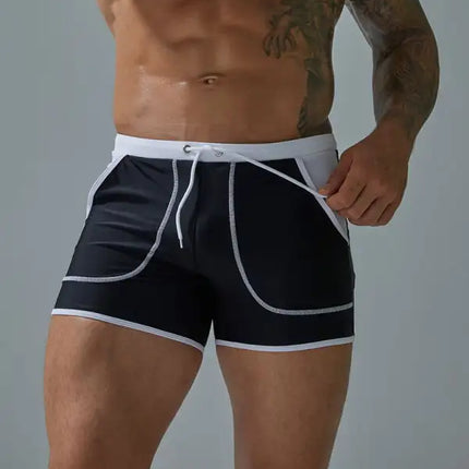 Bañador tipo bóxer de nailon con bolsillo grande para hombre 