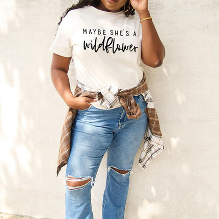 Simply Love Full Size MAYBE SHE'S A WILDFLOWER Short Sleeve T-Shirt