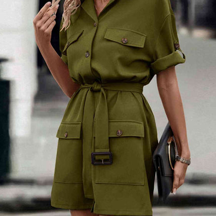 Tie Waist Collared Dress