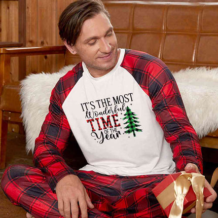 Slogan Graphic Top and Plaid Pants Set