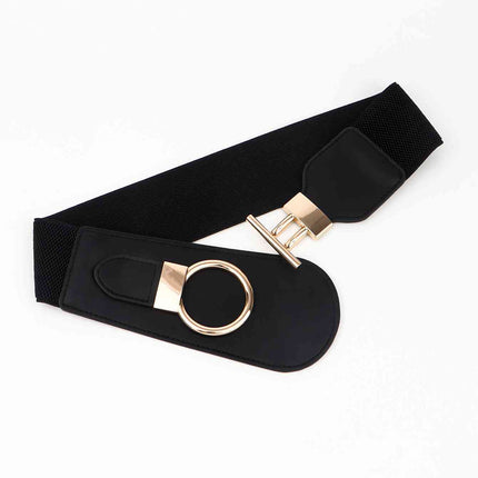 PU Elastic Wide Belt with Alloy Buckle