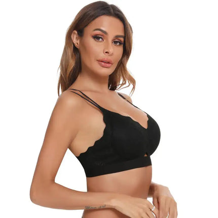 Sujetador push-up sin anillo de acero para mujer, espalda bonita, correa ajustable 