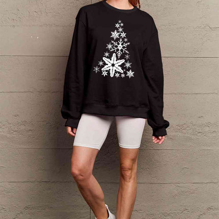 Simply Love Full Size Snowflake Christmas Tree Graphic Sweatshirt