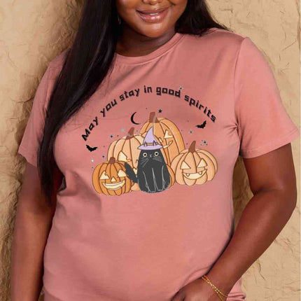 Simply Love Full Size MAY YOU STAY IN GOOD SPIRITS Graphic Cotton T-Shirt