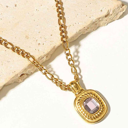 18K Gold Plated Inlaid Rhinestone Pendant Necklace