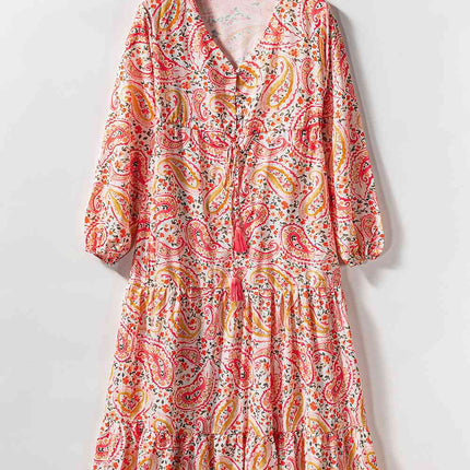 Paisley V-Neck Tied Dress