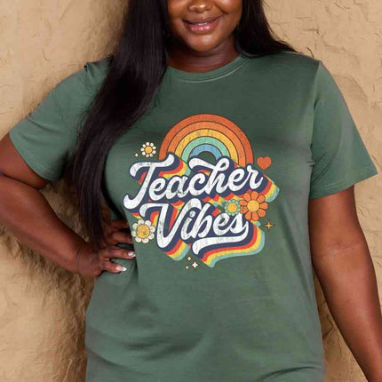Simply Love Full Size TEACHER VIBES Graphic Cotton T-Shirt