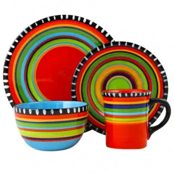 Gibson Elite Pueblo Springs 16 Piece Durastone Dinnerware Set - Vickie Lynn's