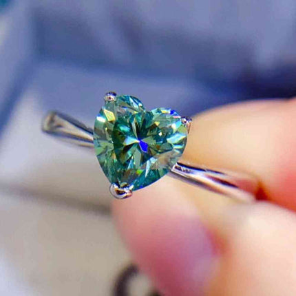 1 Carat Moissanite Heart 925 Sterling Silver Ring